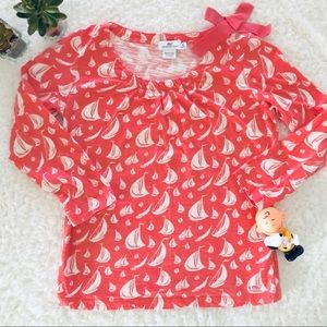 Vineyard Vines Coral Top with Boat Print Girls